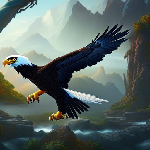 Detailed Eagle Matte Painting in Deep Color