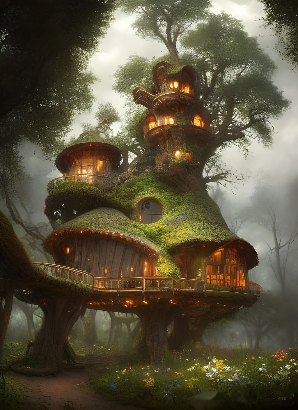 Enchanted Hobbit Treehouse in Magic Garden