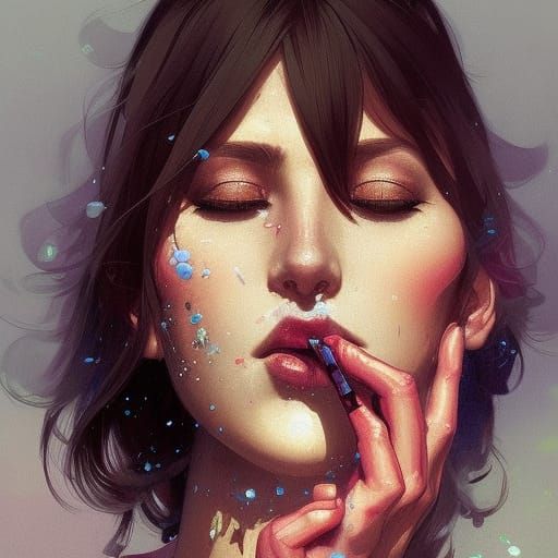 Woman Smoking: Hyperrealistic Artgerm-Inspired Portrait