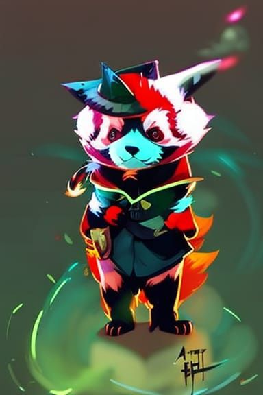 Adorable Red Panda Wizard in Chibi Style