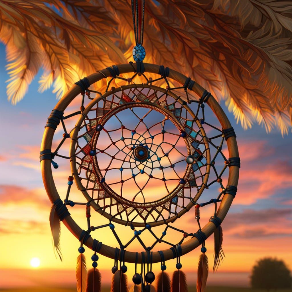 Native American Dream Catcher at Sunset
