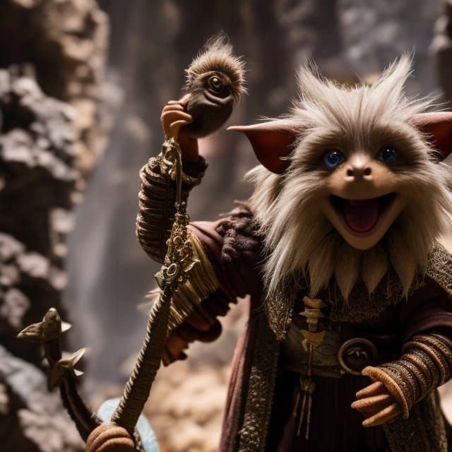 Puppets Mining Crystals in a Dark Fantasy Mine