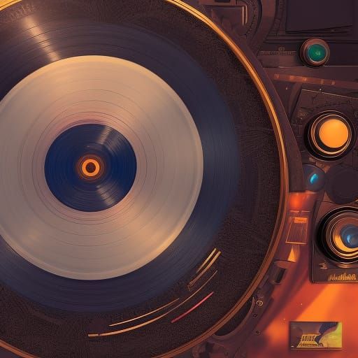 Vinyl Record on Record Player: Detailed Matte Painting