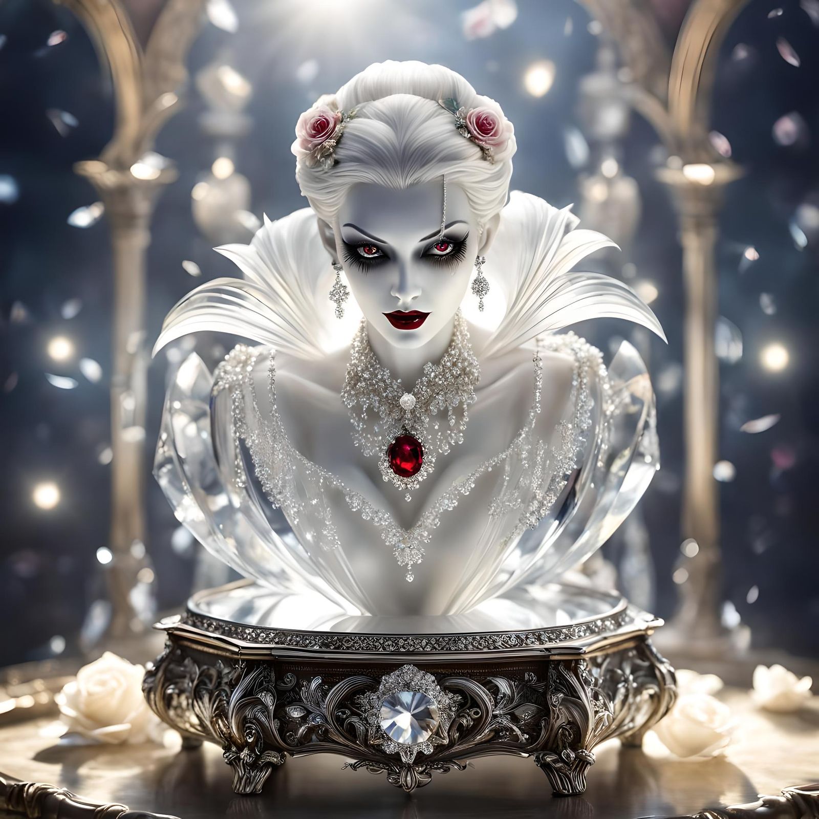 Crystalline Jeweled Vampire on Music Box