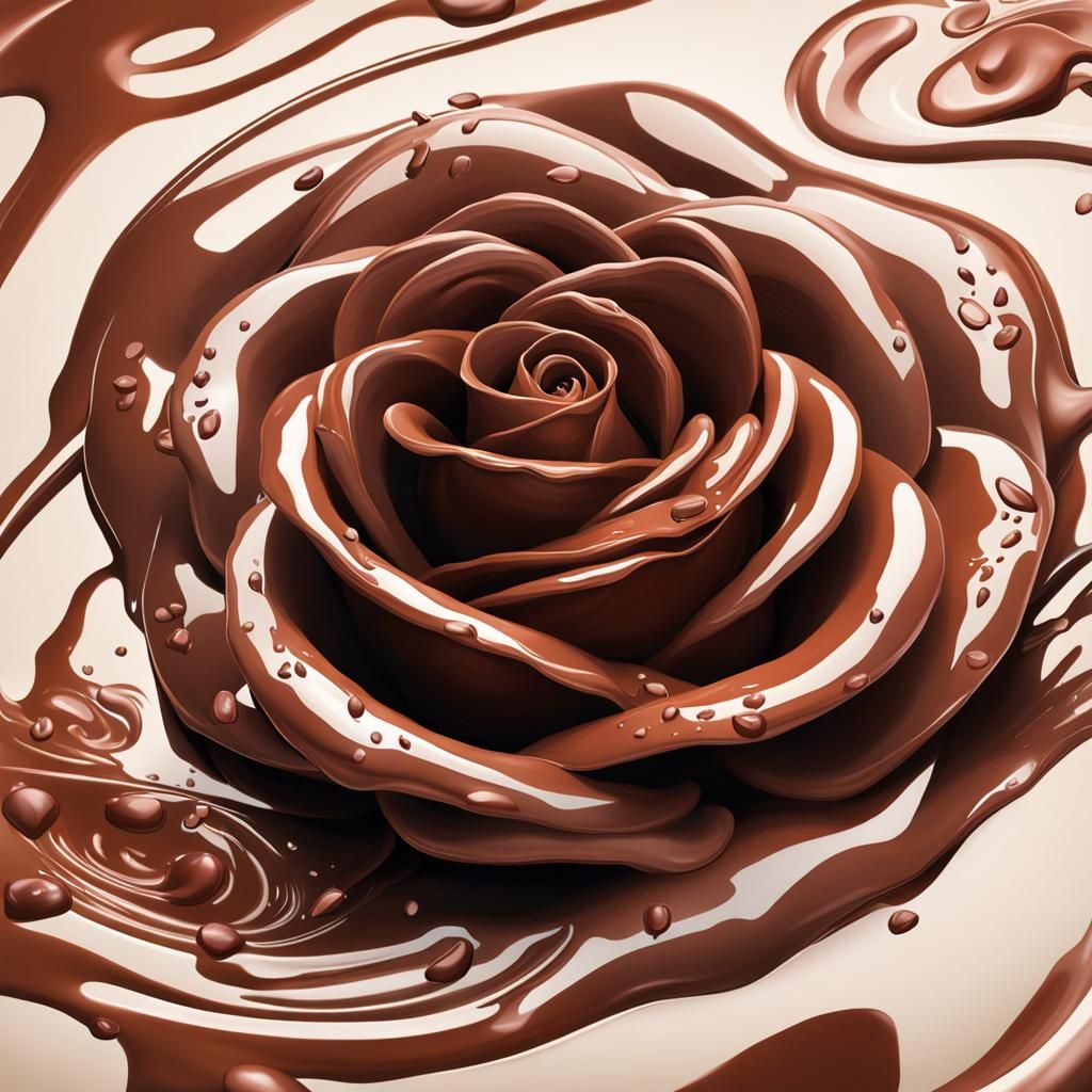 Hyperrealistic Chocolate Rose in Milk Illustration