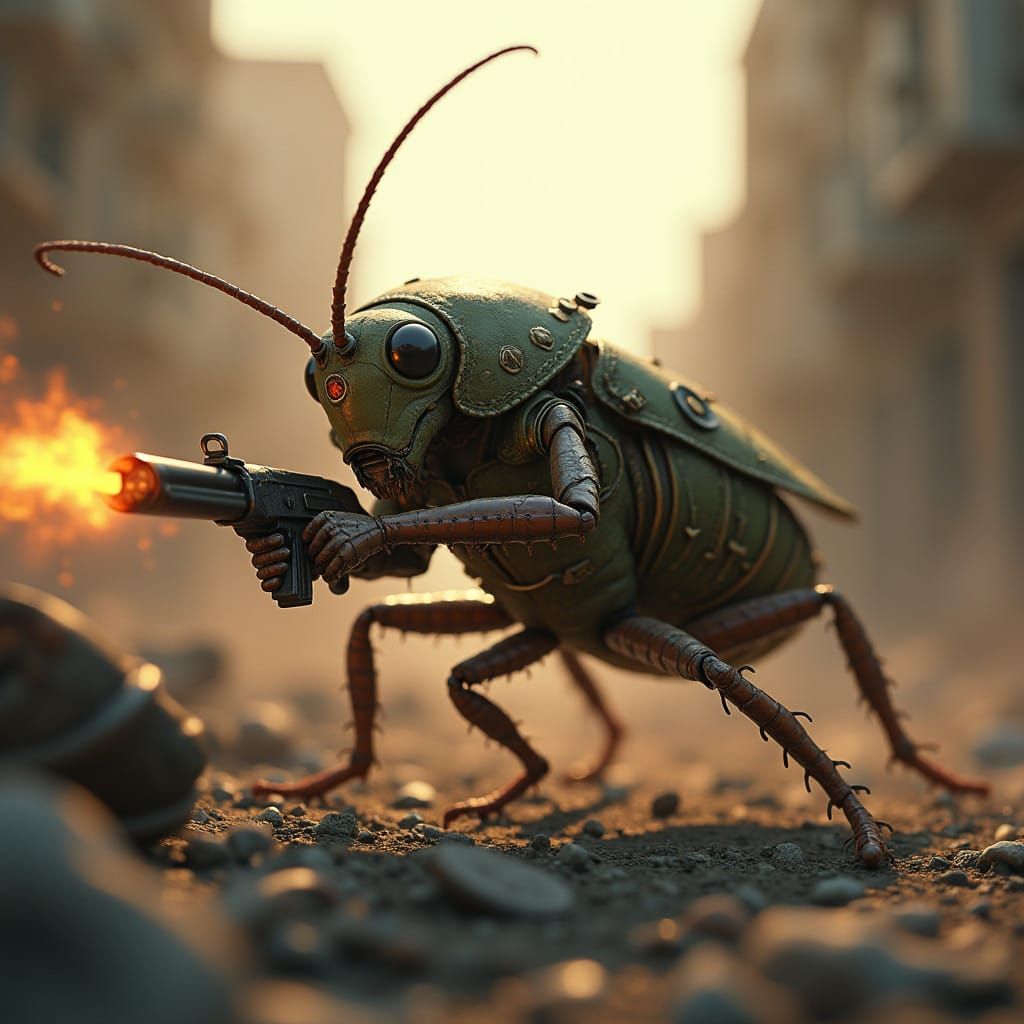 Cyberpunk Cockroach Warrior in Tactical Gear