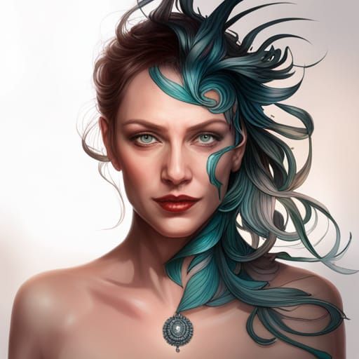 Art Nouveau Portrait of an Elegant Old Lady