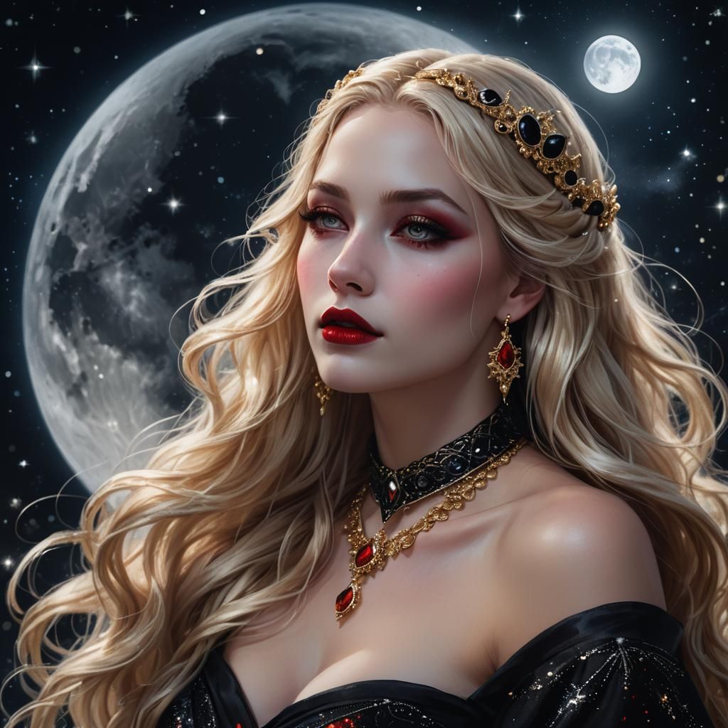 Goddess Portrait with Flowing Hair in Matte Painting Style