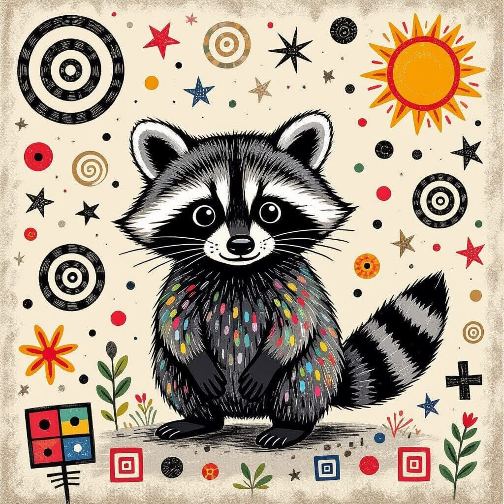 A cute, wide-eyed raccoon