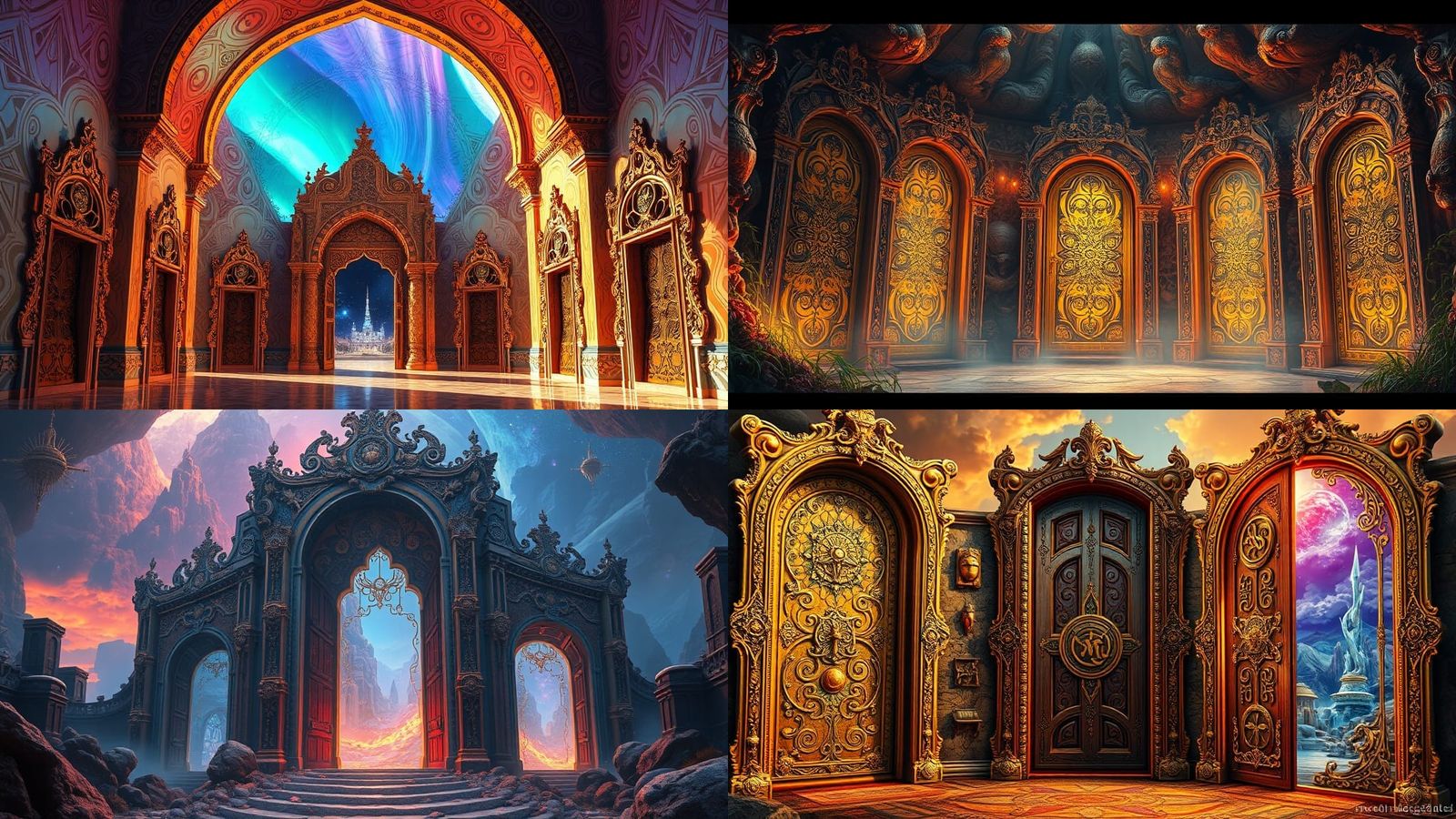 Hyperrealistic Doors Open on Fantasy Landscapes