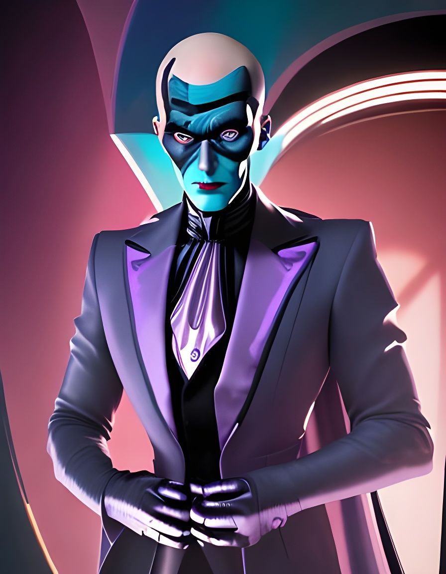 Bald Supervillain Portrait in Expressionist Style