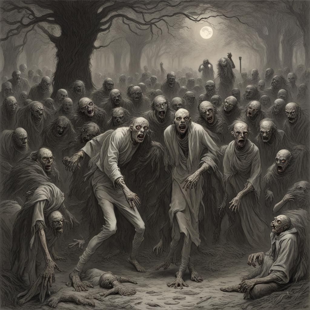 Horror Zombies in Gustave Doré and Rutkowski Style