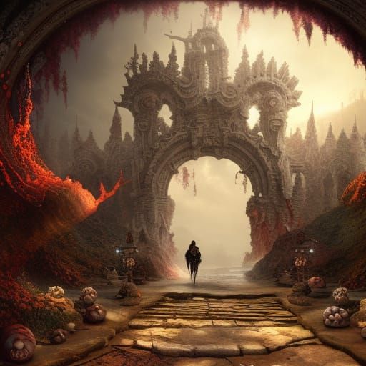 Epic Mushroom Portal to Hell: Digital Matte Painting
