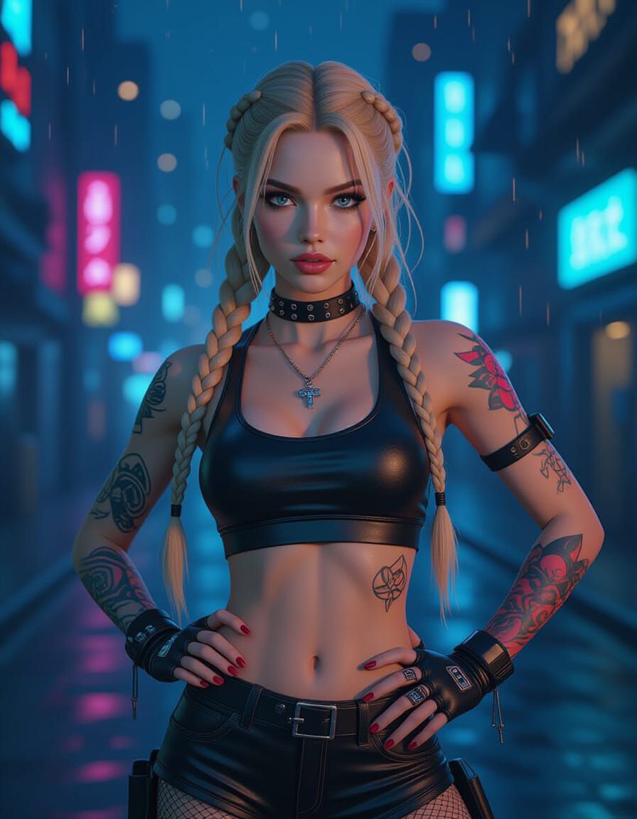 Cyberpunk Dancer in a Psychedelic Nightscape