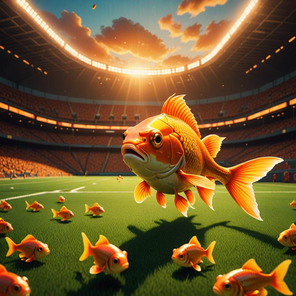 Goldfish Plays Football: Fauvist Digital Matte Painting