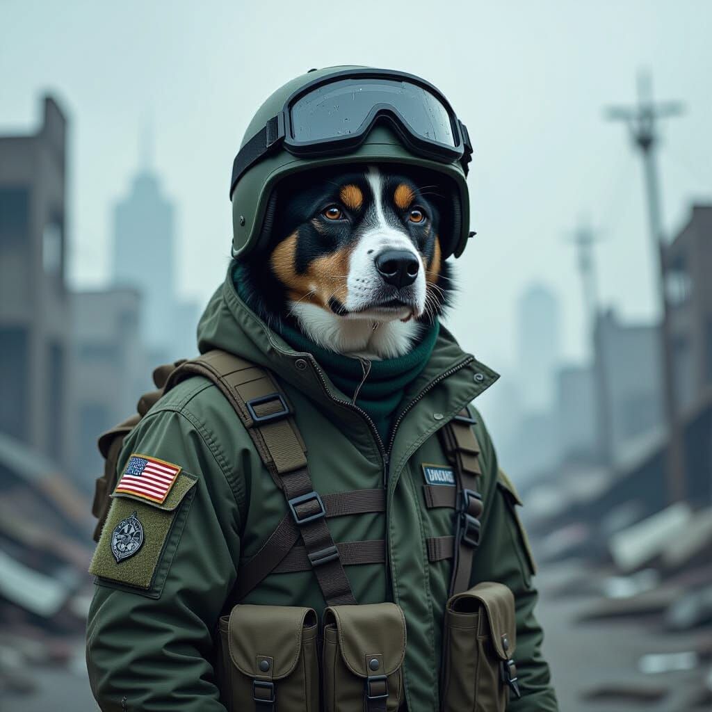 Dog Warrior in Dystopian War City