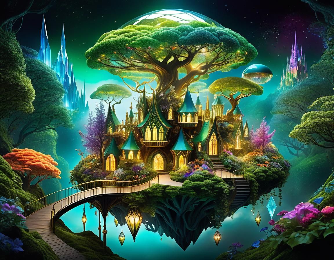 Enchanted Floating City in a Dreamy Landscape