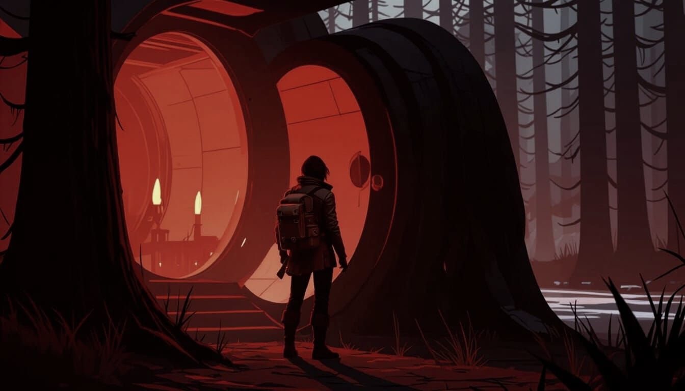 Figure Entering the Unknown Darkness