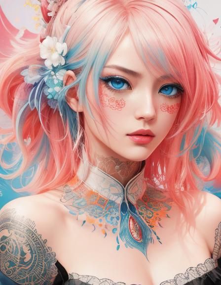 Tokyo Girl with Ocean Eyes: Hyperrealistic Fusion Art