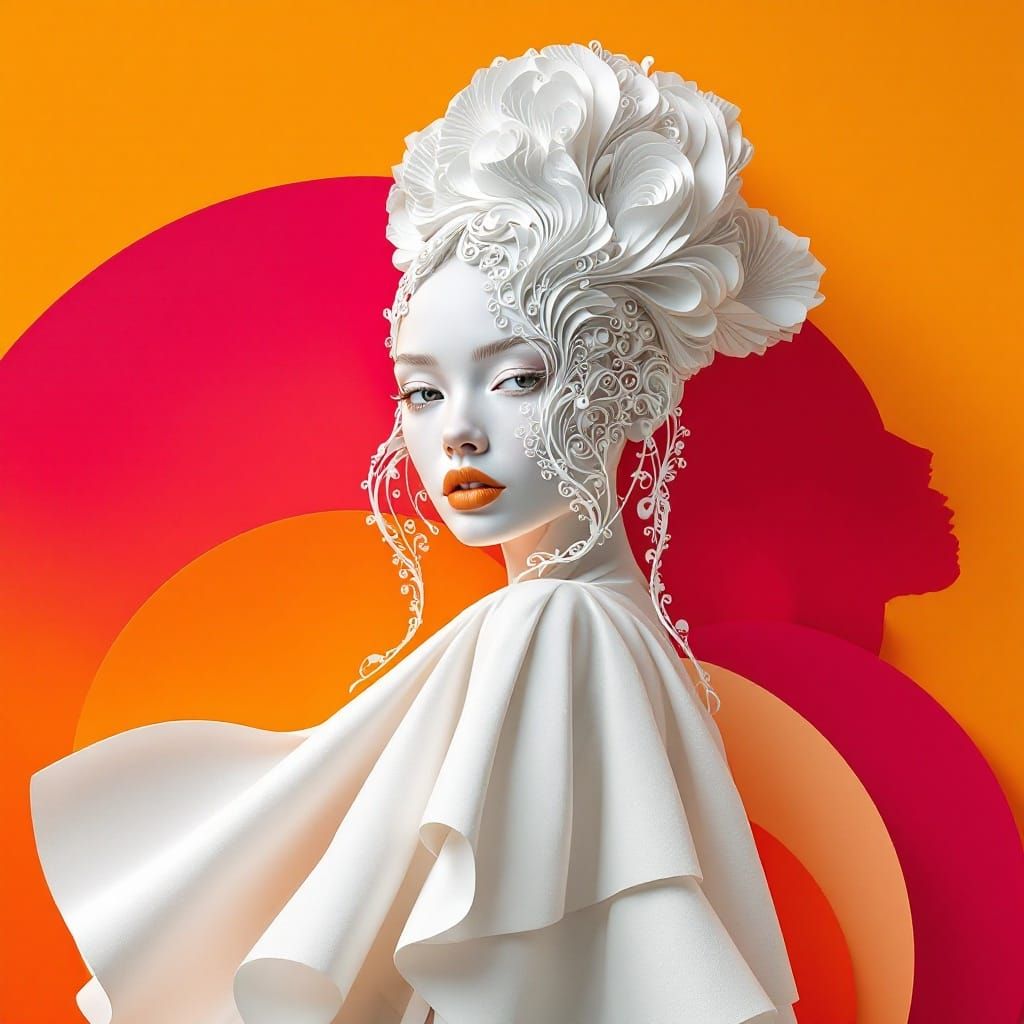Papercraft Fashion Photograph with Quilling Technique