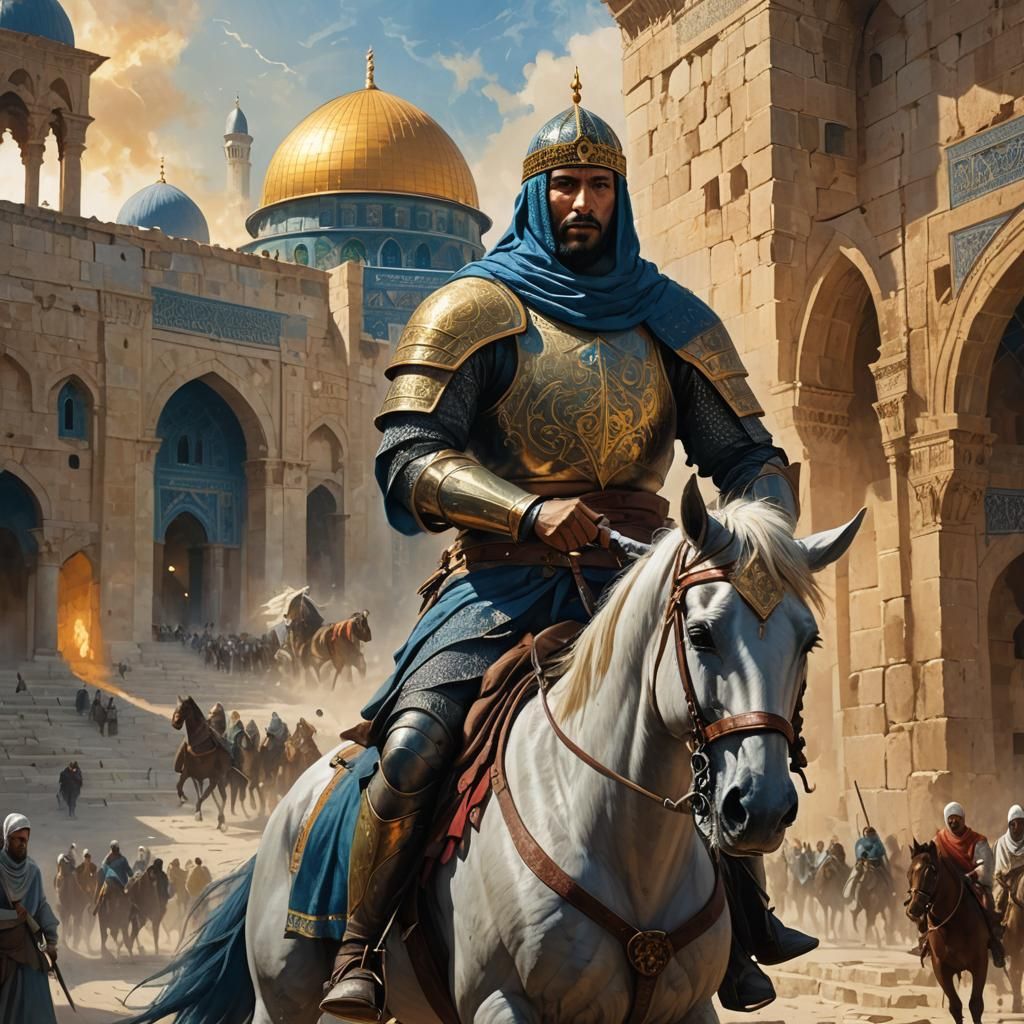 Muslim Knight Rides to Jerusalem: Fantasy Art