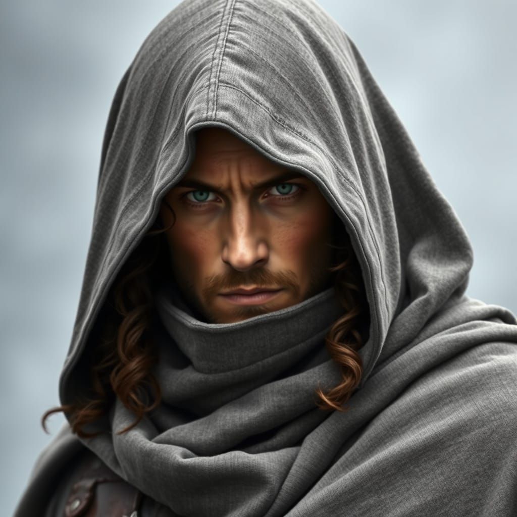 Medieval Assassin in Stealthy Grey Attire