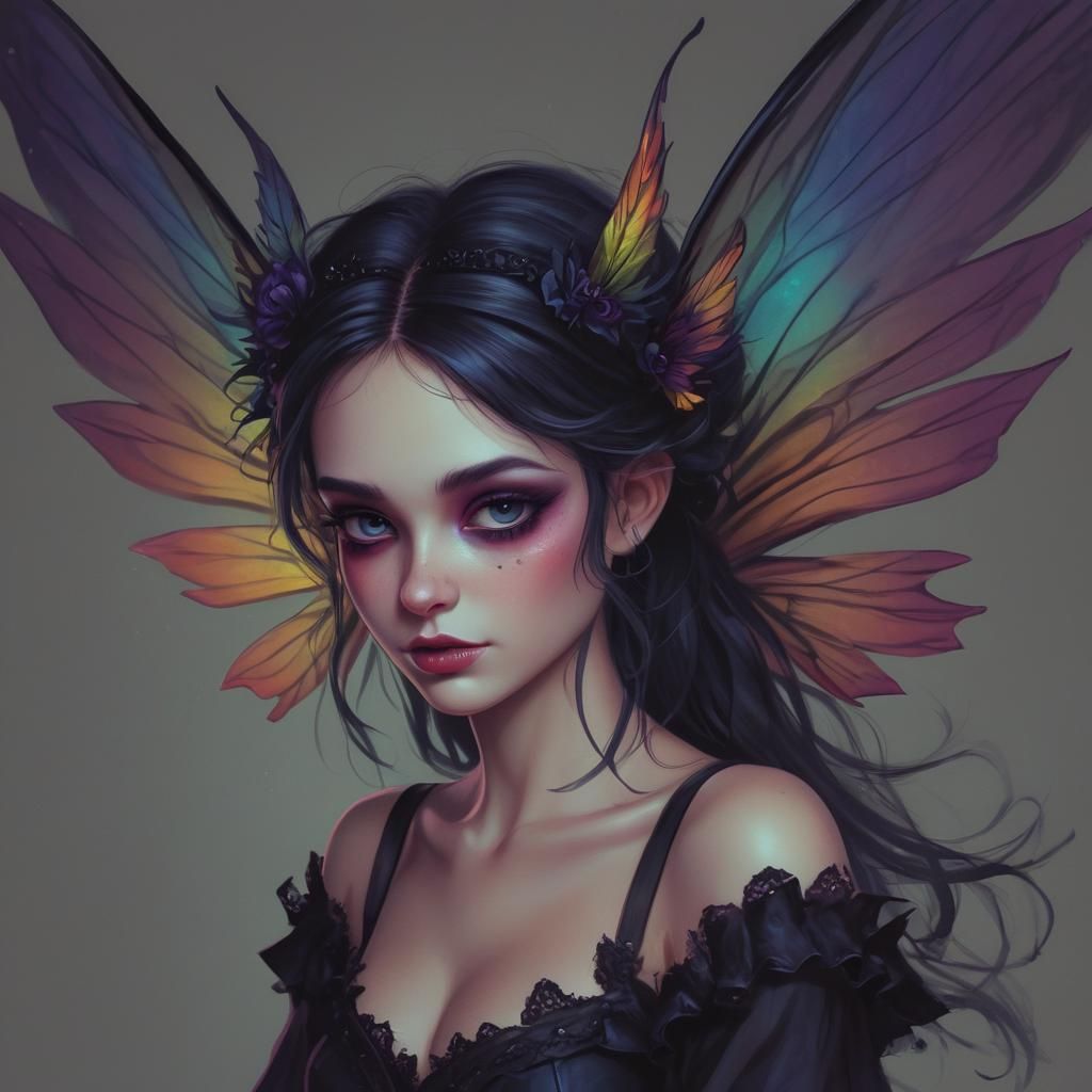 Dark Fairy Portrait in Gothic Digital Art