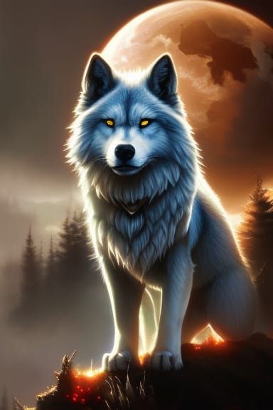 Amaterasu White Wolf Sumi-e Ink Painting