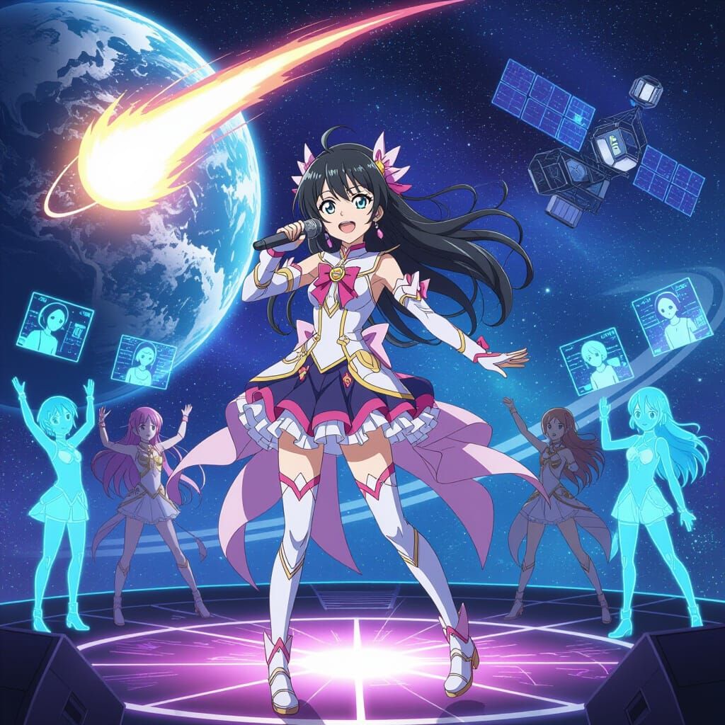 Anime Idol Performs on Orbiting Stage