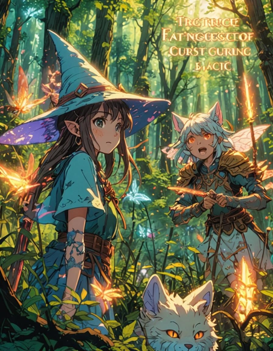 Fairies in Epic Forest Battle, Cel-Shaded Anime Style