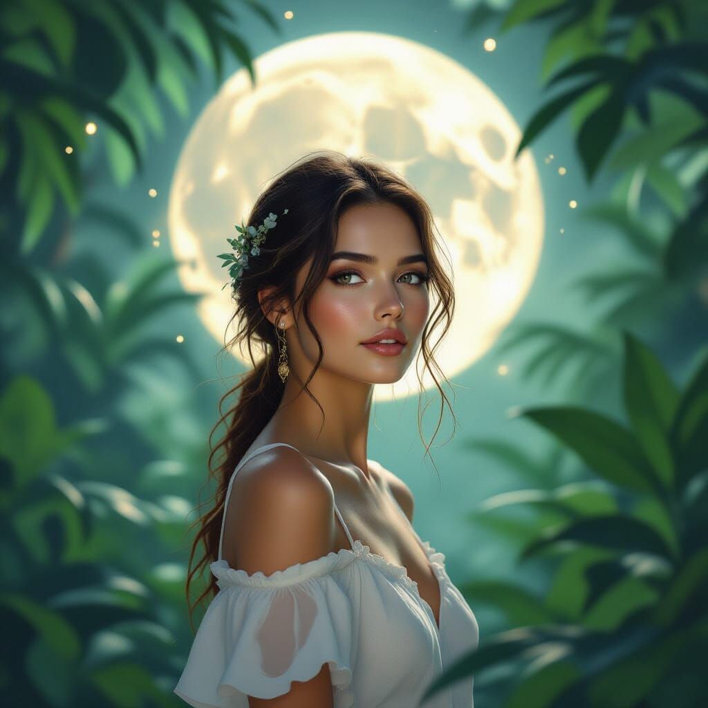 Lunar Woman in Dreamy, Surreal Digital Art