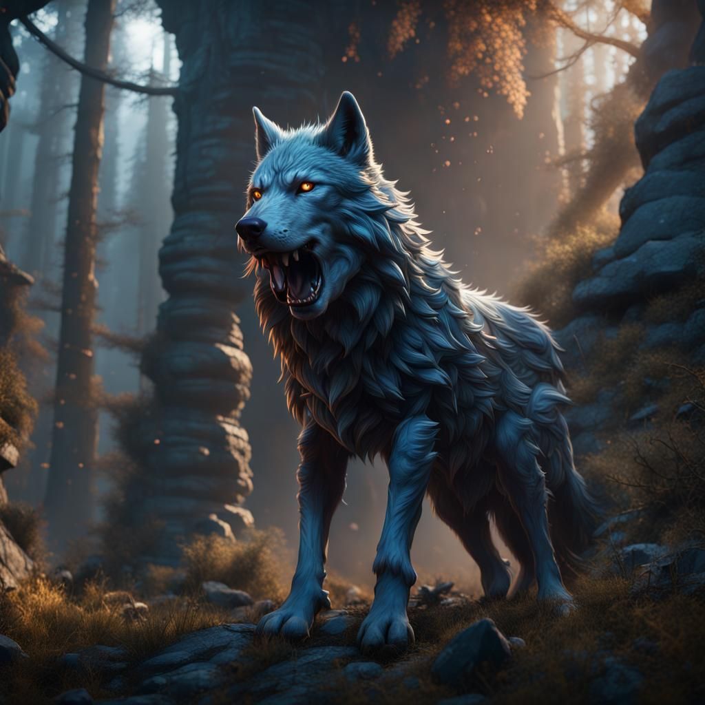 Detailed Matte Painting of an Alpha Wolf