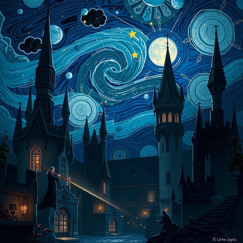 Mystic Sorcerer Fires Golden Magic Arrows from Chateau Court...