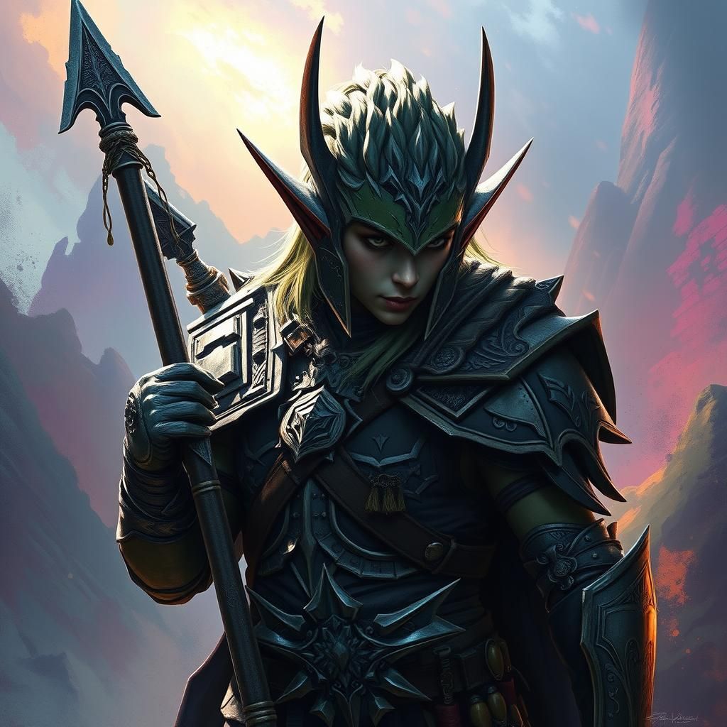 Hylian Warrior in Mystical Setting, Digital Art