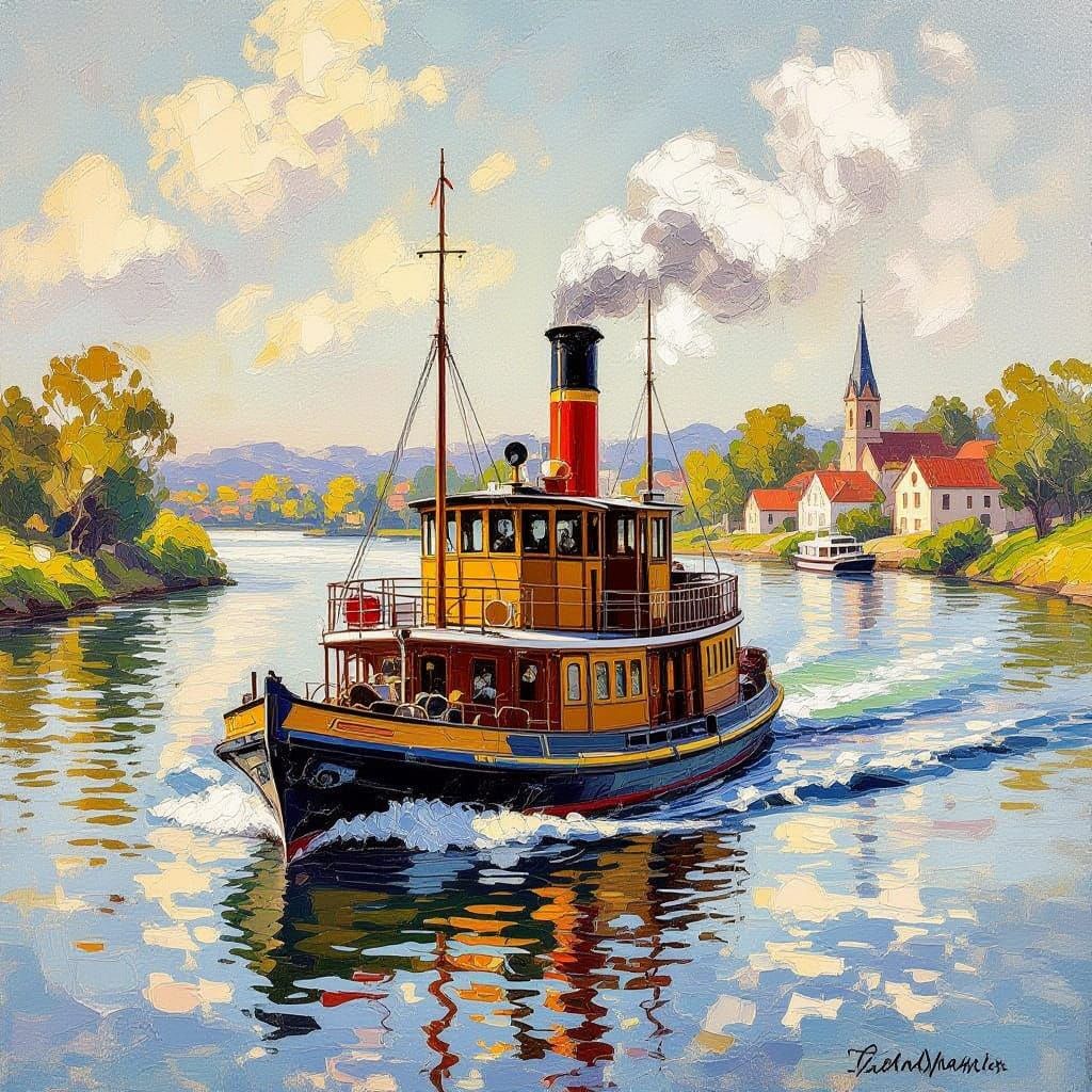 Impasto Paddle Steamer Chugs Down the Murray River