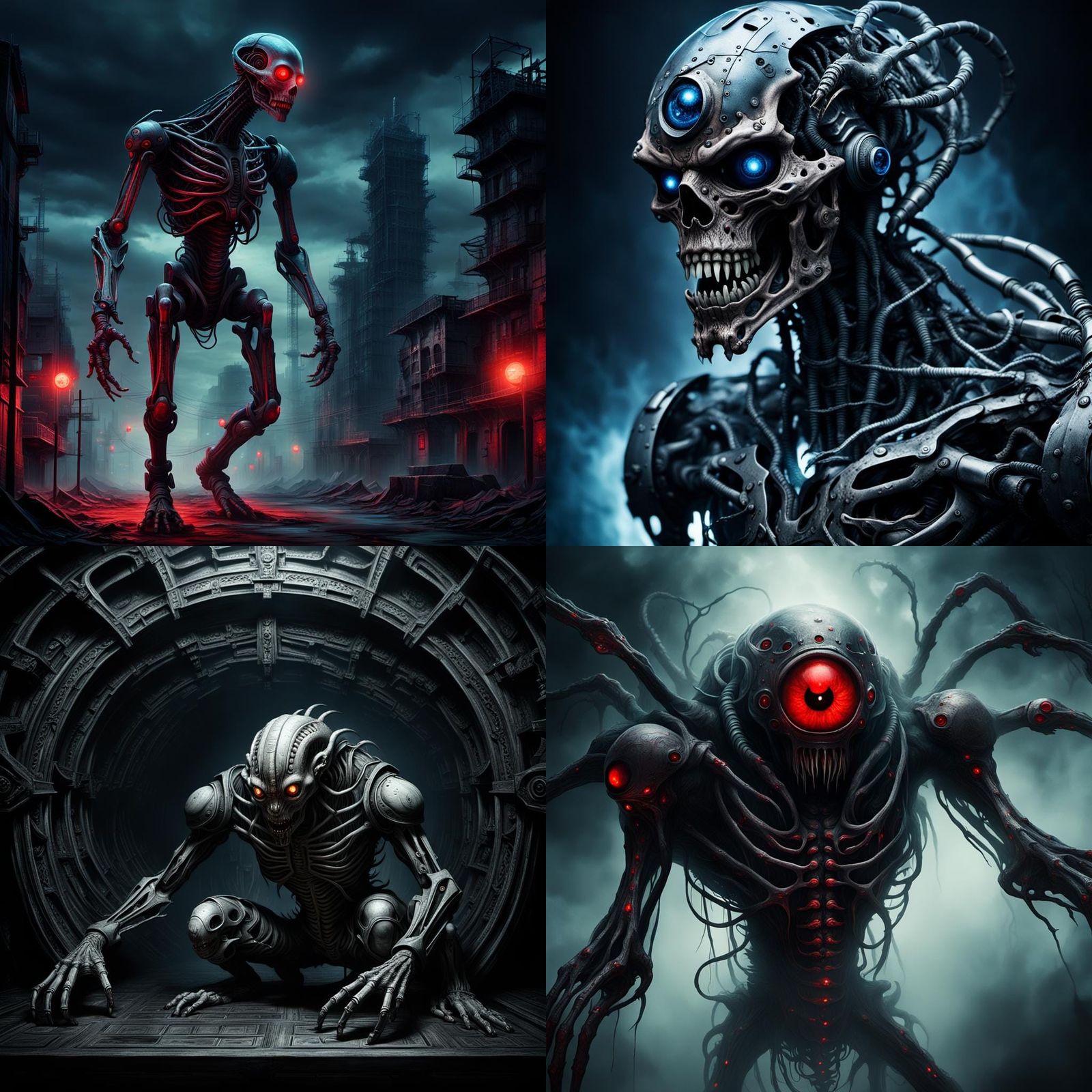 Surreal Cyborg Creature in Dark Art Style