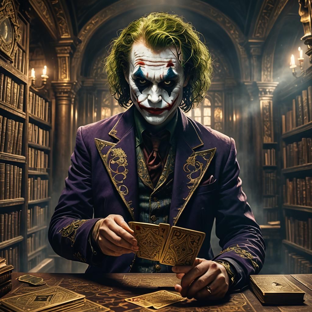 Joker Card in Mystical Library: Gothic Fantasy