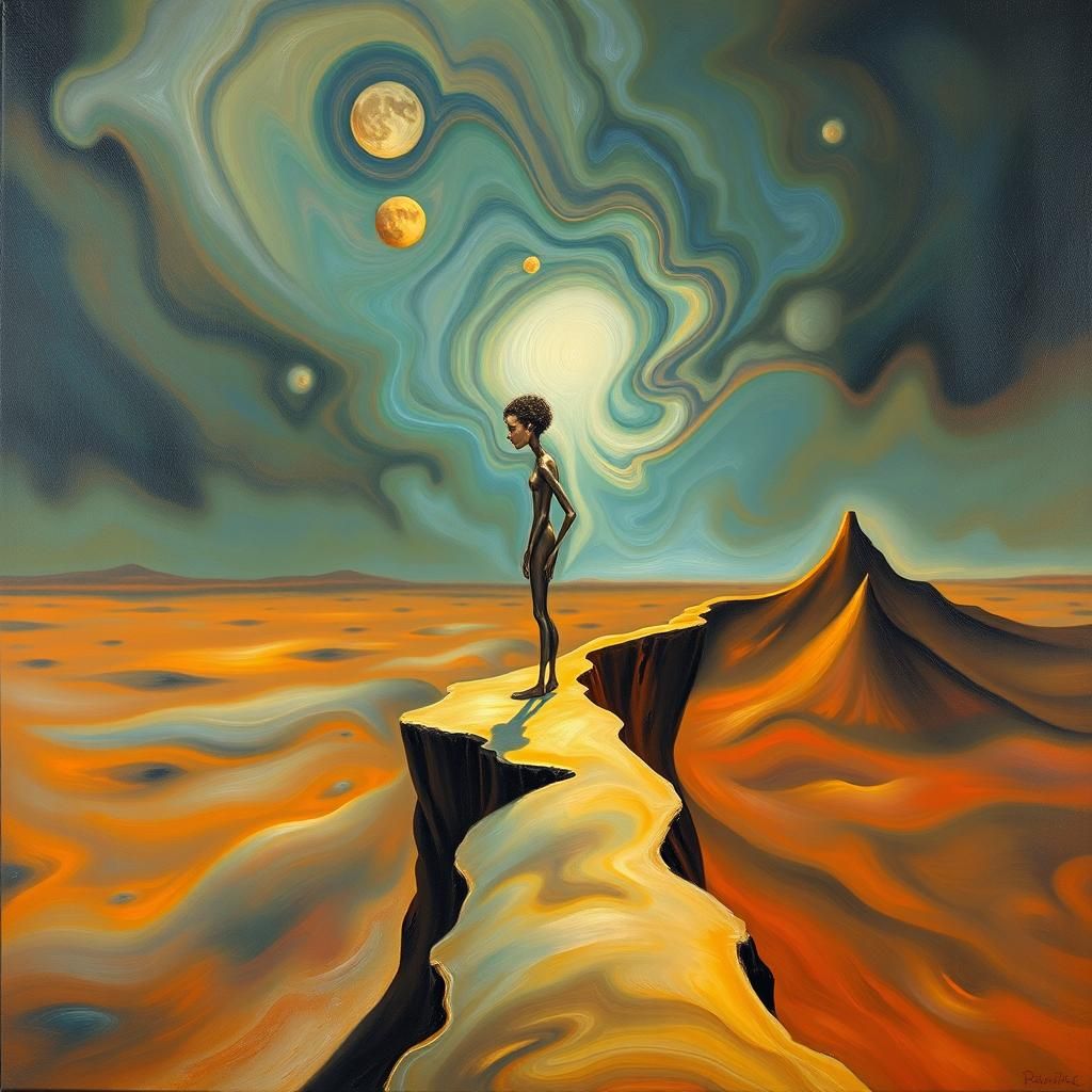 Surreal Dreamscape Figure in a Dali-esque Landscape