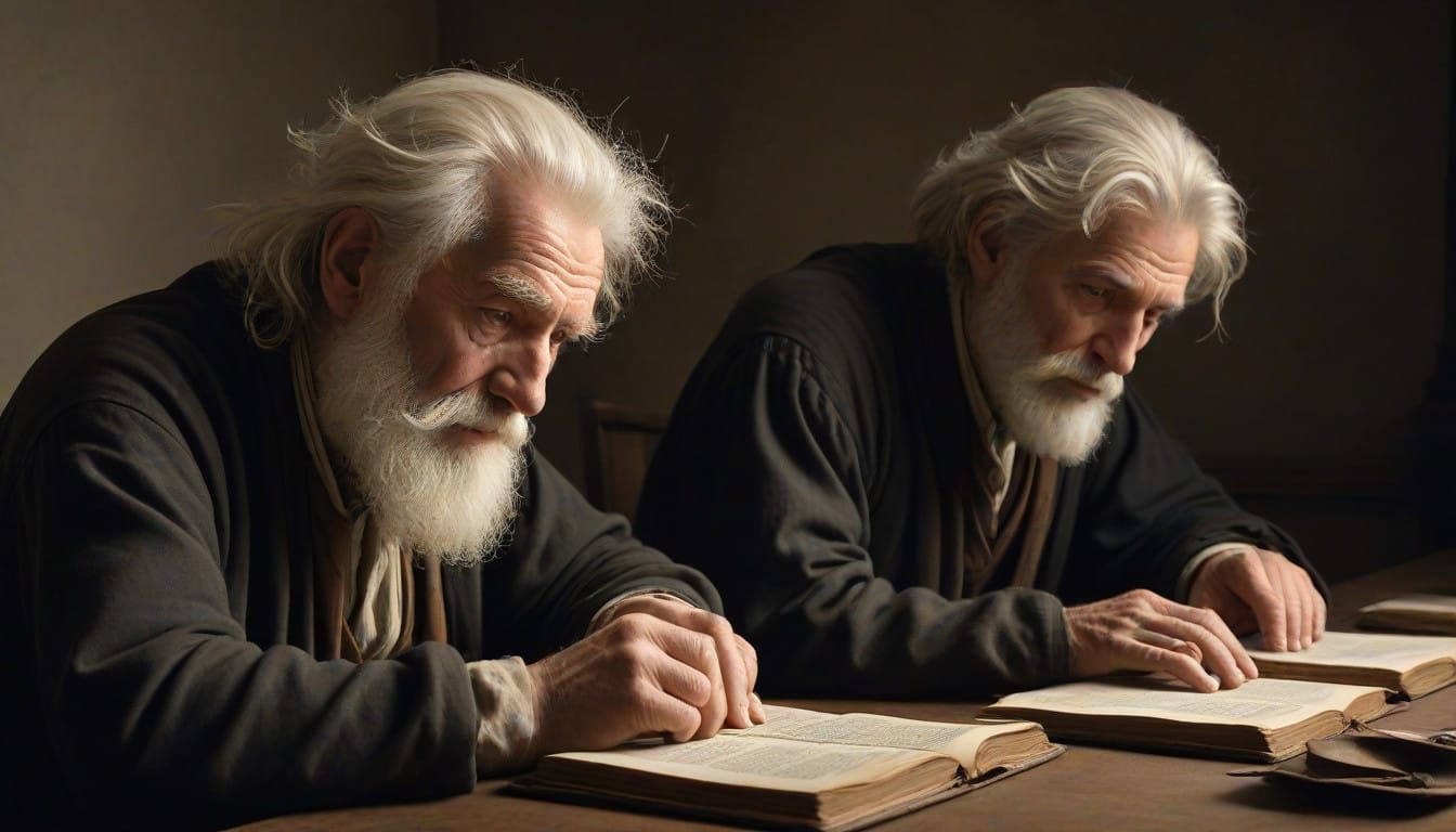 Three Elders in Contemplation, Boy Looks On