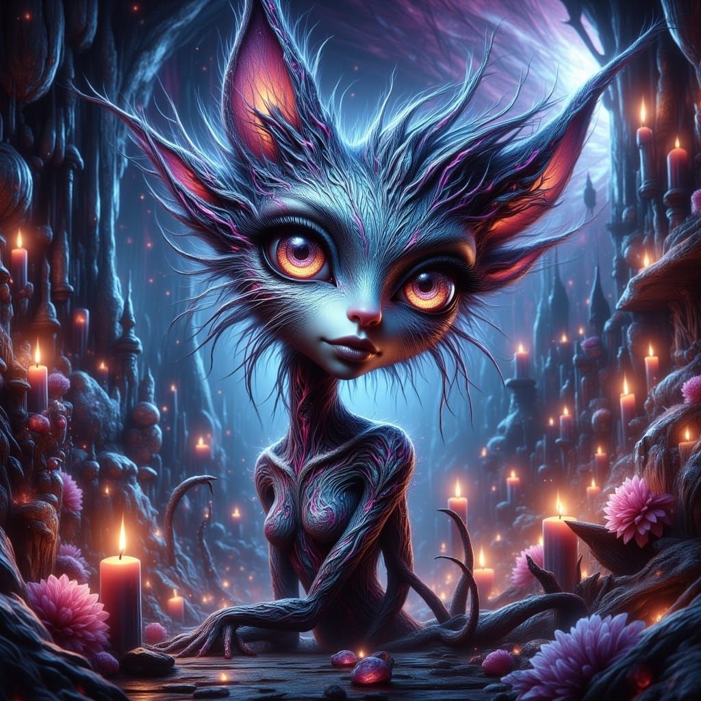 Whimsical Alien Pixie in Dark Whimsy Style