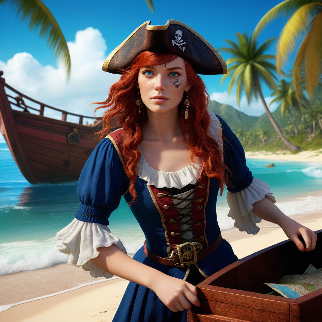 Fantastical Female Pirate Reveals Tropical Island Treasure
