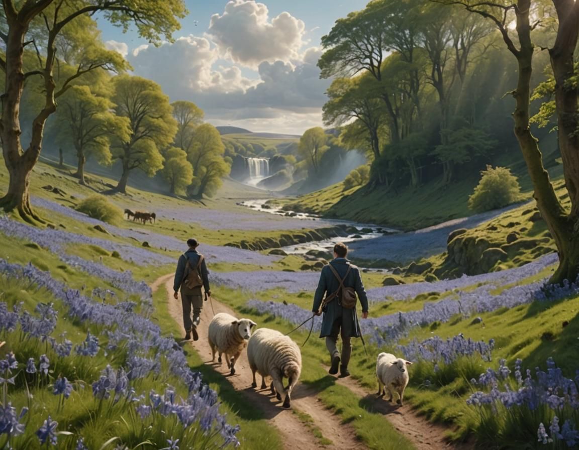 Picturesque River Landscape in a Digital Painting