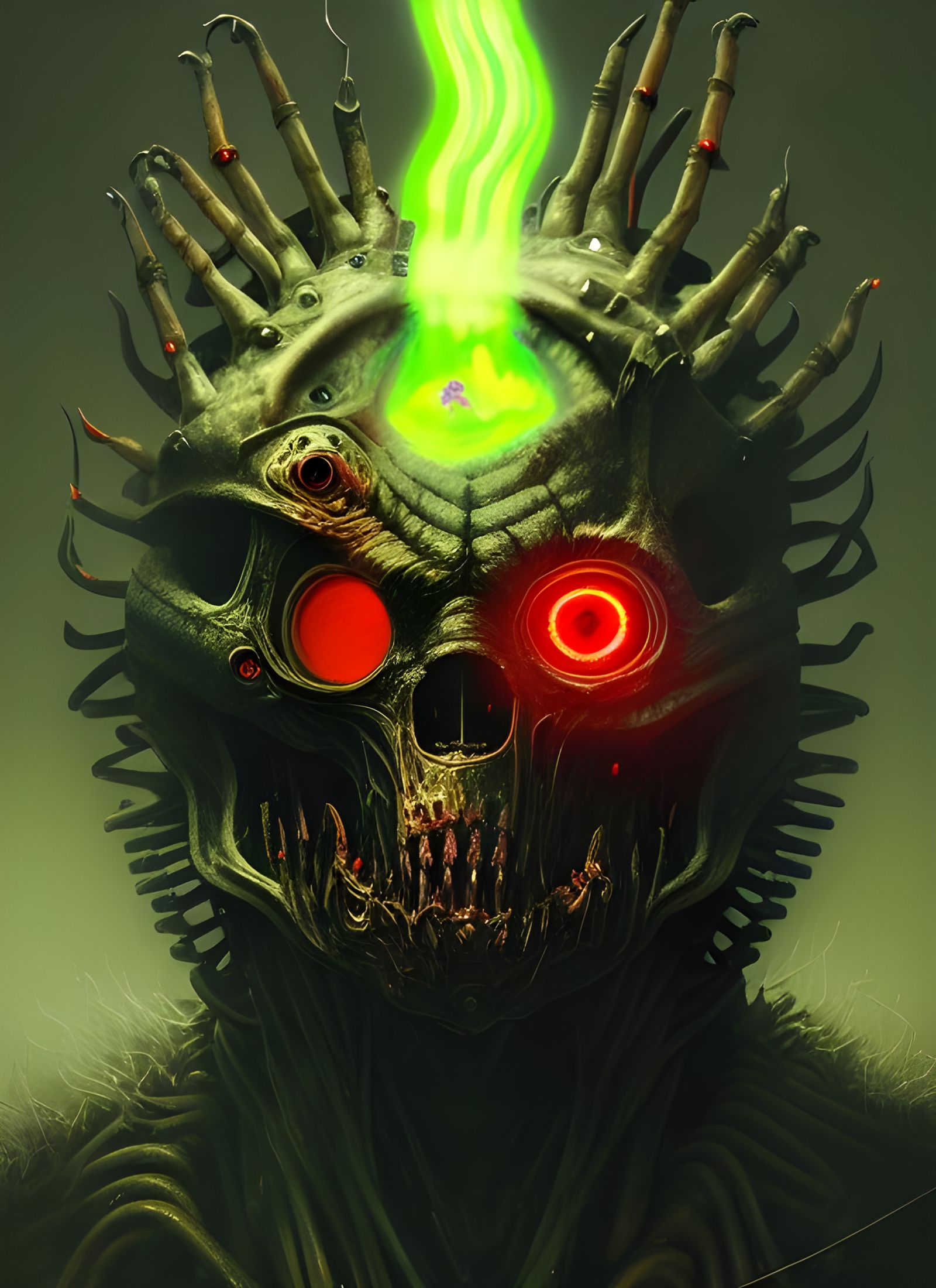 Radioactive Ghoul Portrait in Biomechanical Style