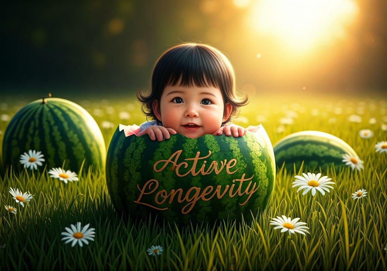 Baby Emerges from Watermelon: Hyperrealistic Illustration