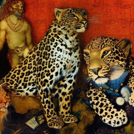 Leopard Cub and Vampire Lord in Miniature Style