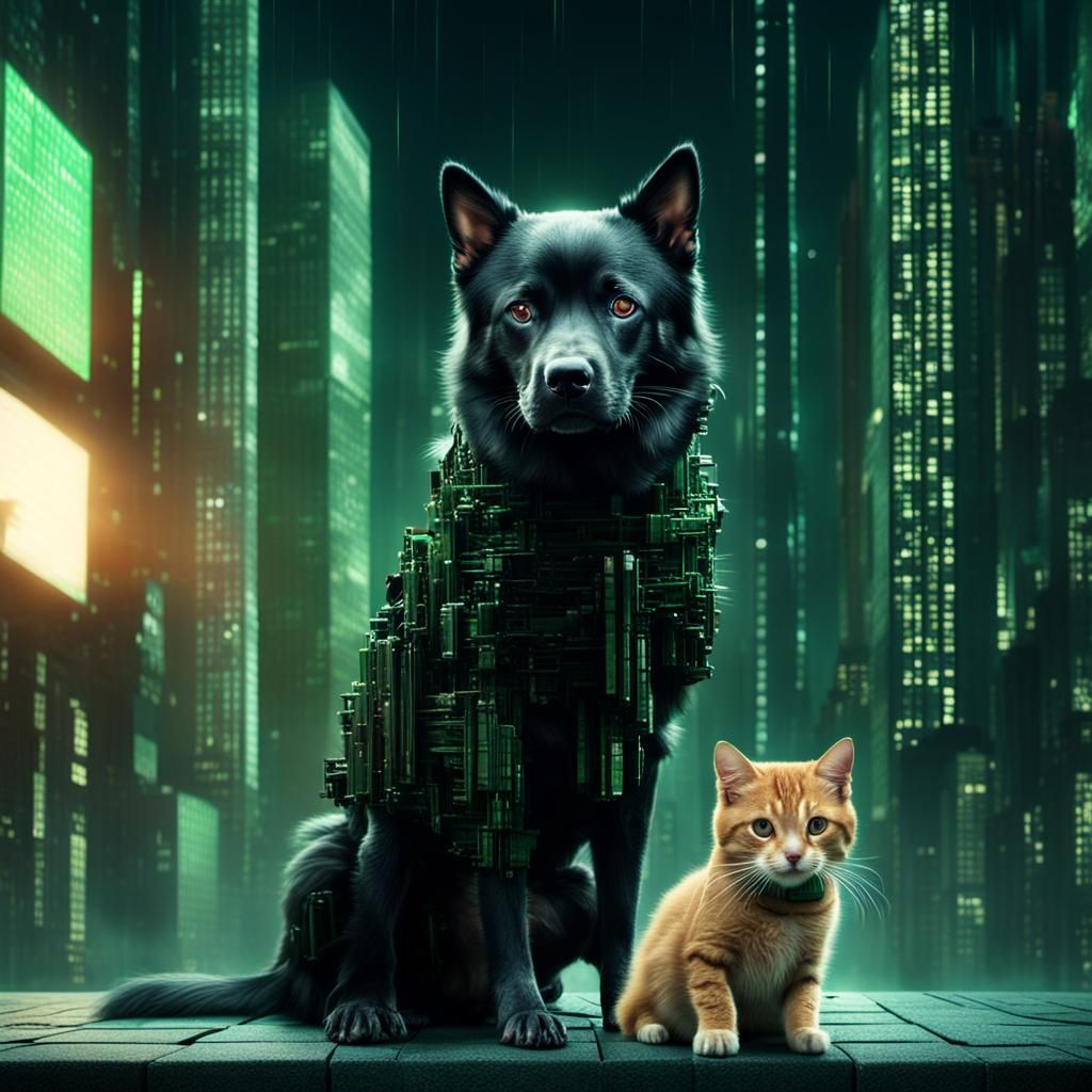Dog and Cat in the Matrix: Digital Art
