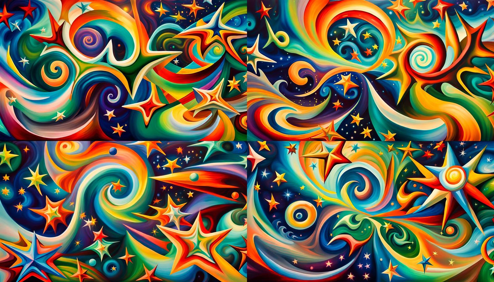 Harmonious Star Cluster in Impasto Oil Paint Style