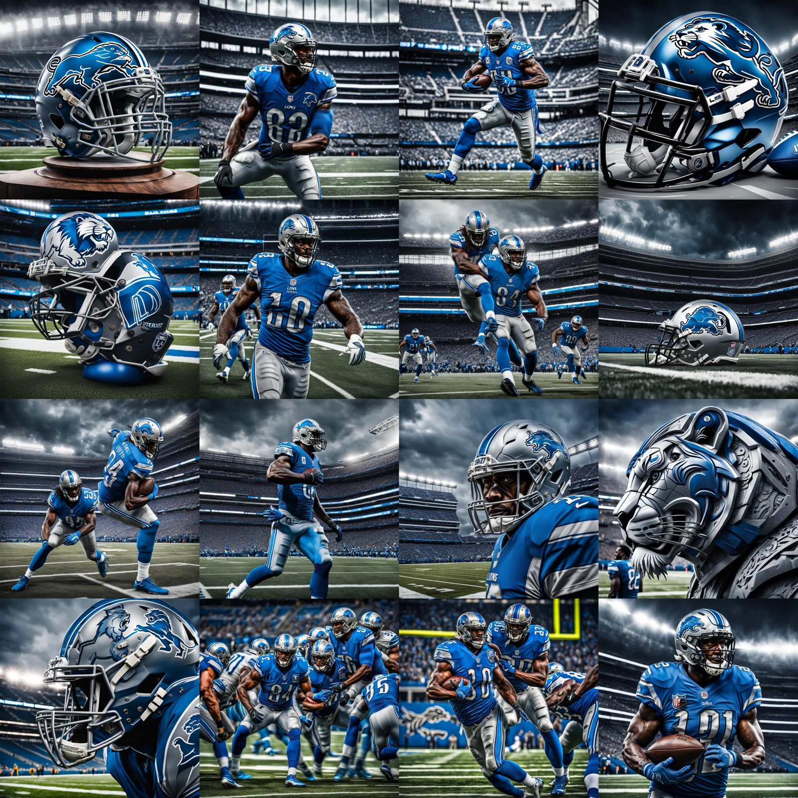 Hyperrealistic Detroit Lions Logo in Cinematic Style