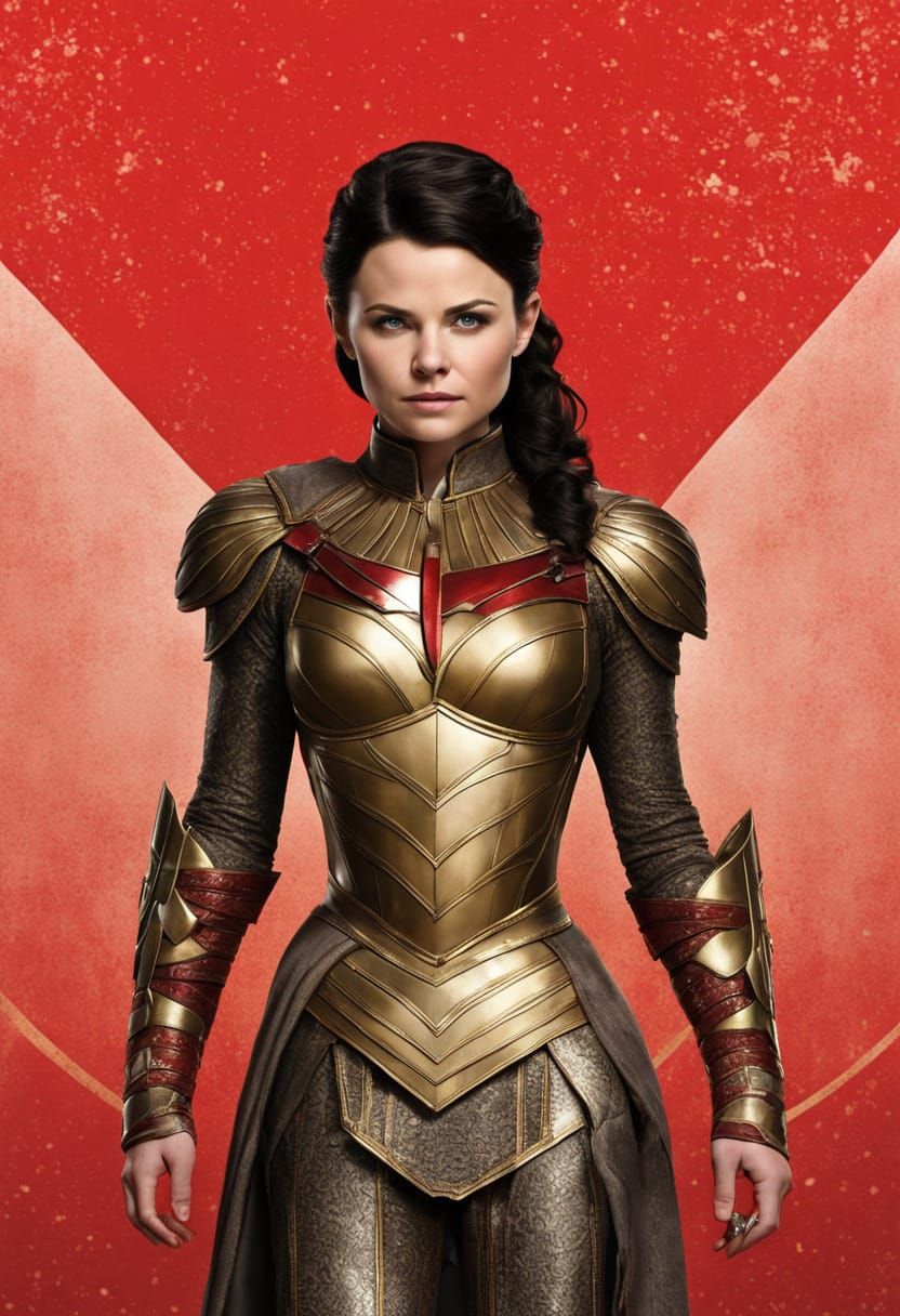 Kryptonian Heroine in Golden Armor, Realistic Portrait