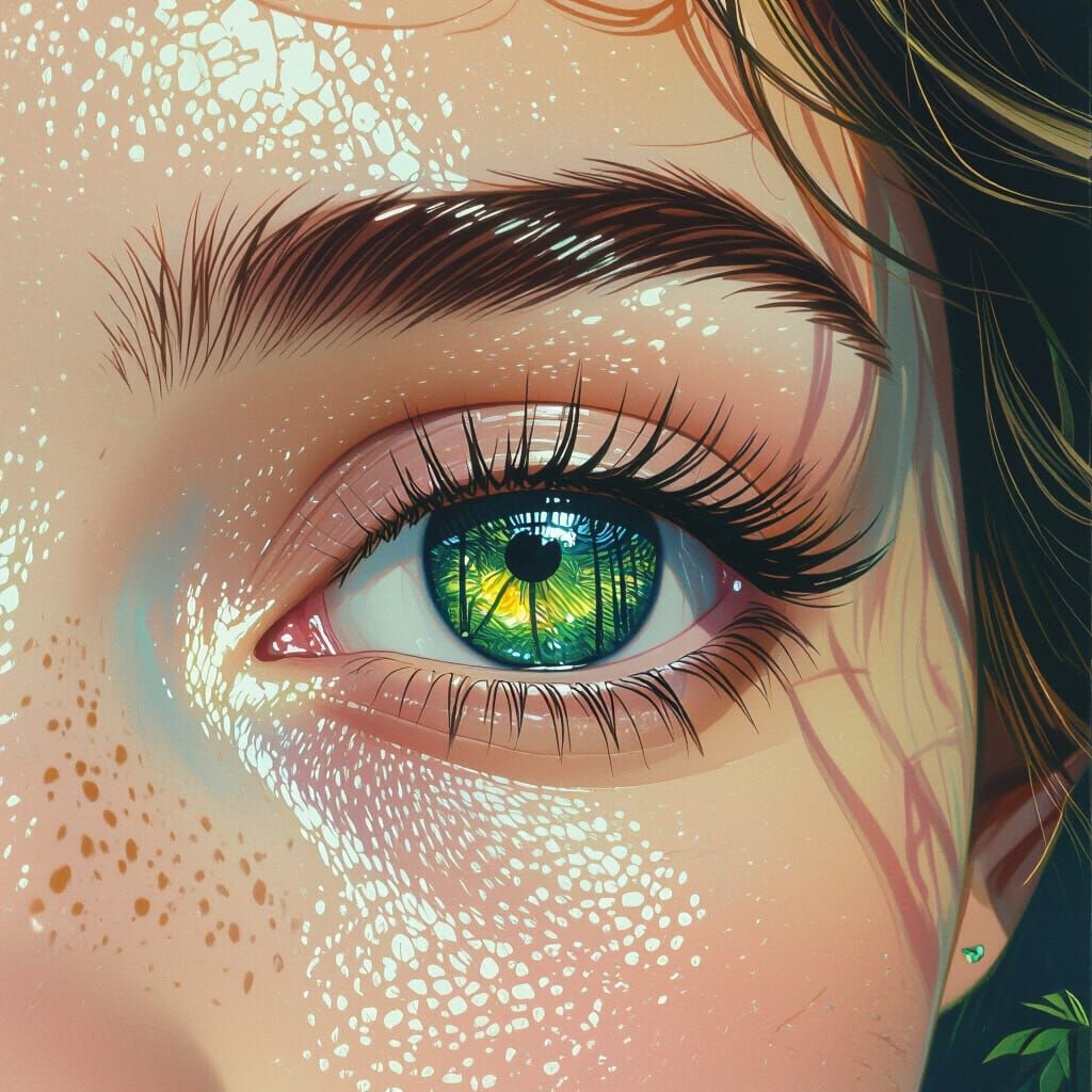Forest Reflected in Glassy Eye: Dreamy Realism